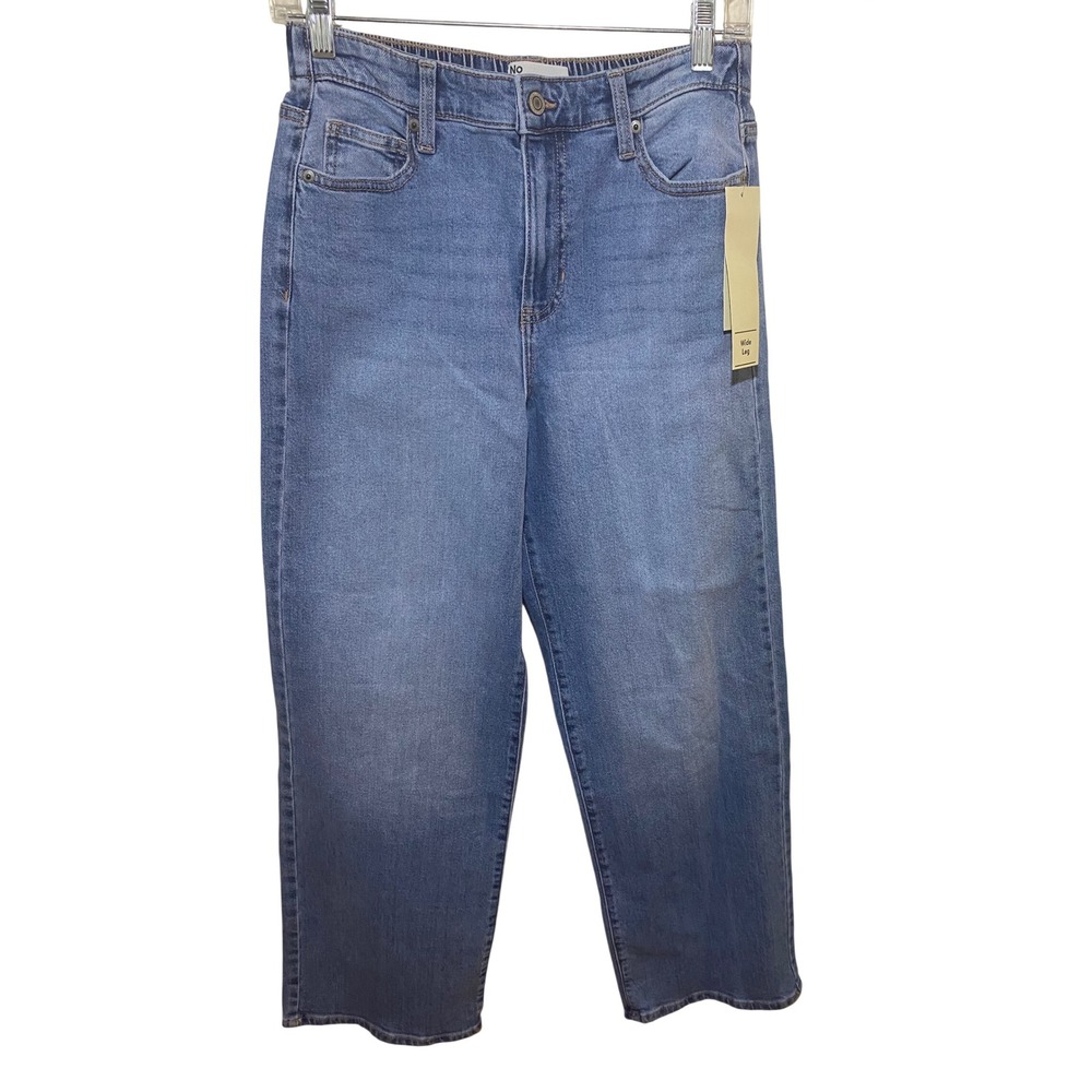 No Boundaries Baggy Wide Leg‎ Star Patch Studded Jeans Medium Tint Blue  S 4-6